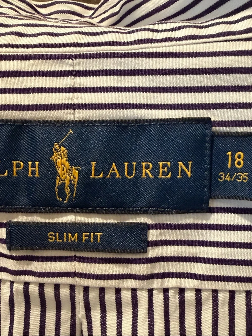 Ralph Lauren Men’s 18 Slim Fit Navy Stripe Button-Up Shirt